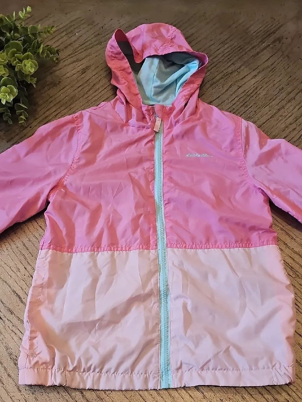 Eddie Bauer Girls' Pink Hooded Colorblock Windbreaker Jacket Size M 8/10